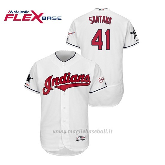 Maglia Baseball Uomo Cleveland Indians Carlos Santana 2019 All Star Flex Base Bianco
